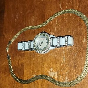 Fossil watch & 24k GP necklace